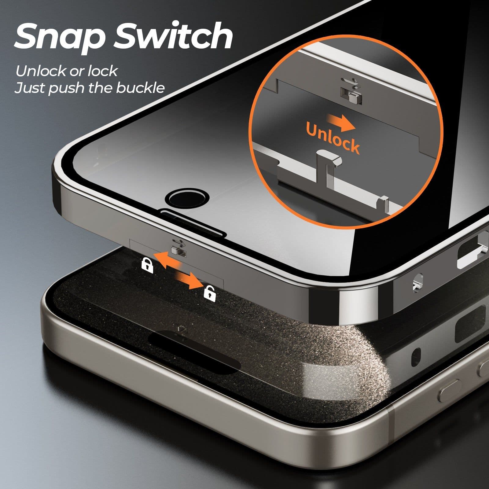 image-iPhone 15 Pro MagSafe Metal Phone Case - Black Buckle Magnetic Snap