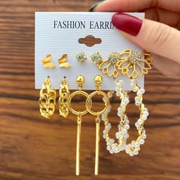 image-Acrylic Pearl Earring Set - 5 Pairs Mixed Style Women