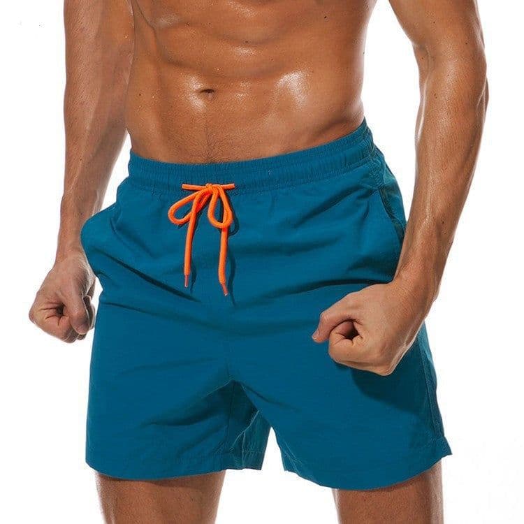 image-Cross-border new summer sports and leisure solid color men's quarter shorts breathable lotus leaf mesh men's beach pants