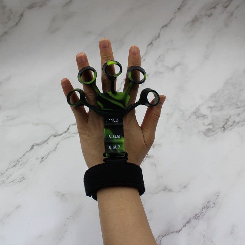 image-Silicone Wrist Tensioner, 5-Finger Exercise Trainer, Silica Gel, Black & Gray