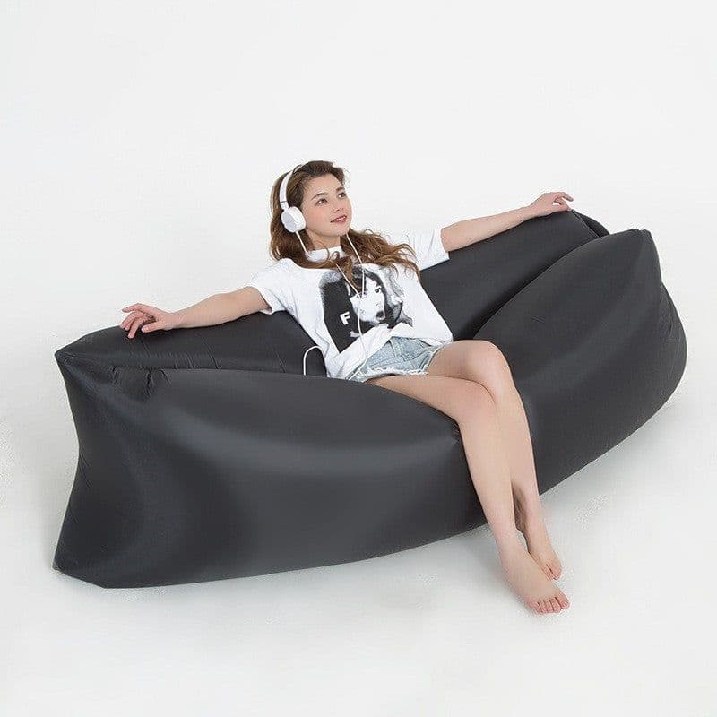 image-Inflatable Red Beach Sofa Air Bed Single Deck Portable Camping Chair (57 characters)