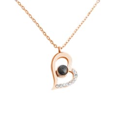 image-100 Languages Heart Necklace - Silver Memory Projection