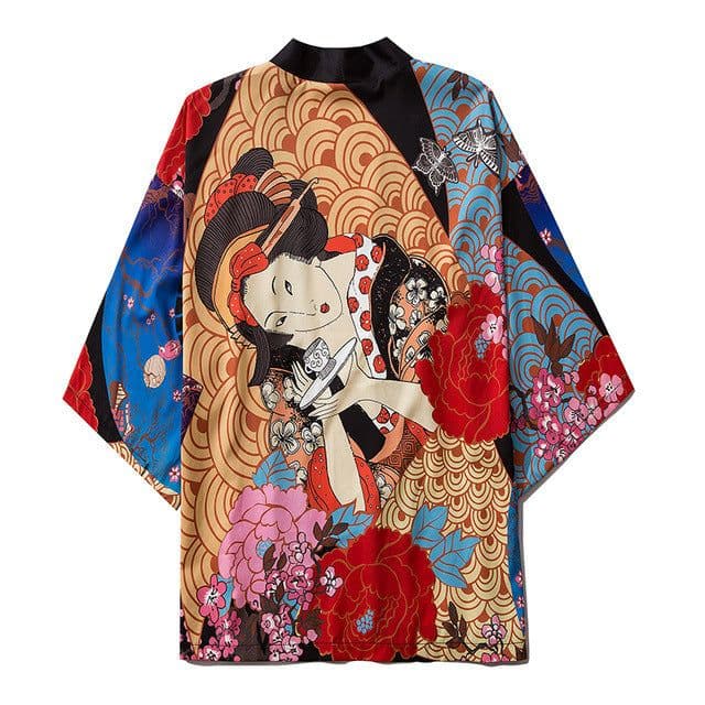 image-2021 cross-border new Japanese-style digital printing kimono men and women cloak coat pajamas cardigan summer