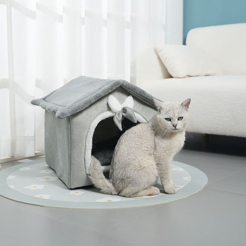 image-Cat Bed - Removable Washable Butterfly Design