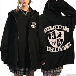 image-2023 Addams Family Wednesday cos clothing wednesday sweatshirt for men and women black zipper hoodie men's clothing