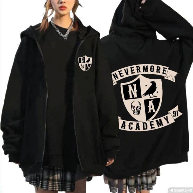 image-2023 Addams Family Wednesday cos clothing wednesday sweatshirt for men and women black zipper hoodie men's clothing