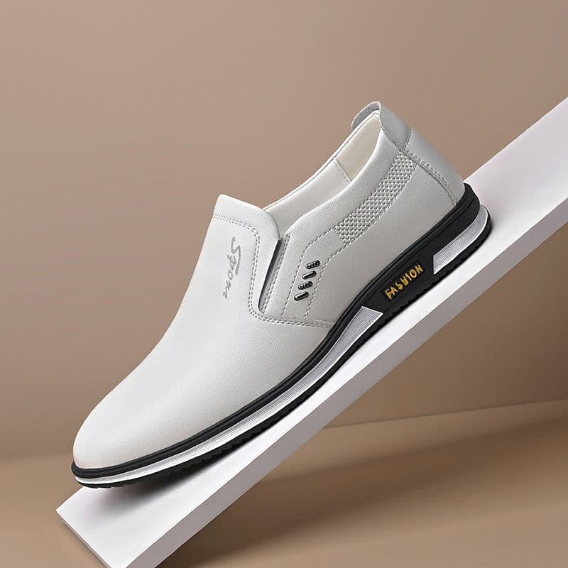image-Men's Casual PU Loafers - Black Flat Heel 44 Size