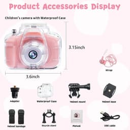 image-Kids' Waterproof Stand Mini Digital Camera, 30W HD Toy, TF16GB
