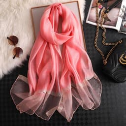 image-Beach Sunscreen Beading Scarf - Women 65*185cm, Thin Wool Blend Shawl (65 characters)