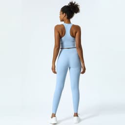image-Women's High Waist Yoga Pants Set - Nude