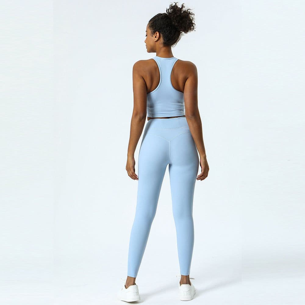 image-Women's High Waist Yoga Pants Set - Nude