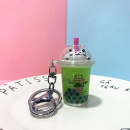 image-Cat Milk Tea Cup Keychain - Pearl Acrylic