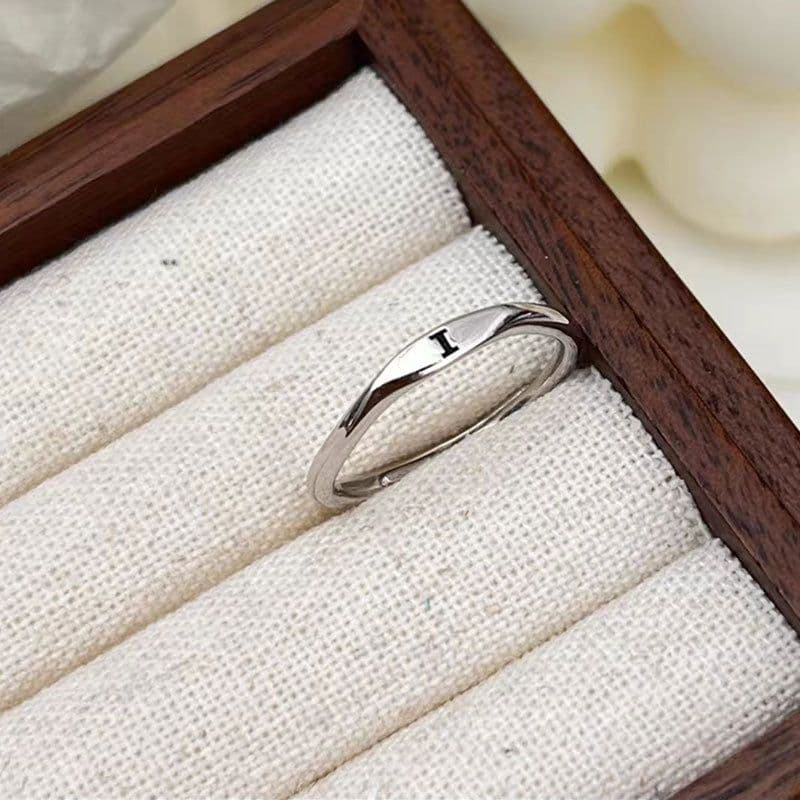 image-S925 Sterling Silver Letter Ring - Adjustable