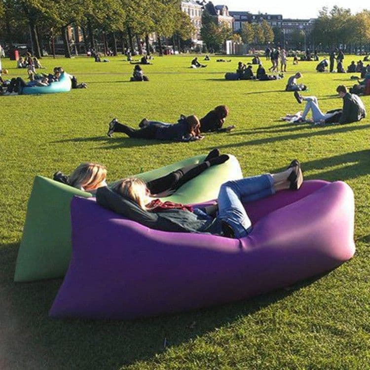image-Inflatable Red Beach Sofa Air Bed Single Deck Portable Camping Chair (57 characters)