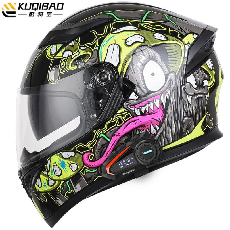 image-Coolqibao Motorcycle Full-Face Helmet Bluetooth XXL Gray