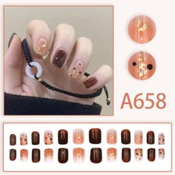 image-Autumn and winter gentle and pure desire simple style wearable manicure patches short, medium and long style white removable fake nail patches