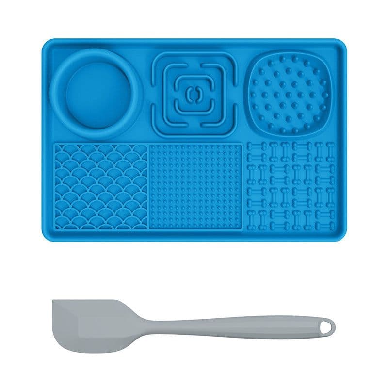 image-Pet Licking Mat - Blue Silica Gel Slow Feed Placemat, Gift (60 characters)