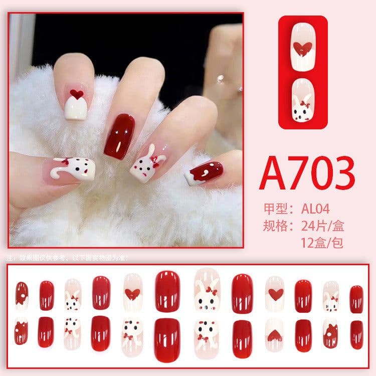 image-Autumn and winter gentle, sweet and pure desire INS style manicure wear nail polish girl whitening printed ice transparent fake nail polish