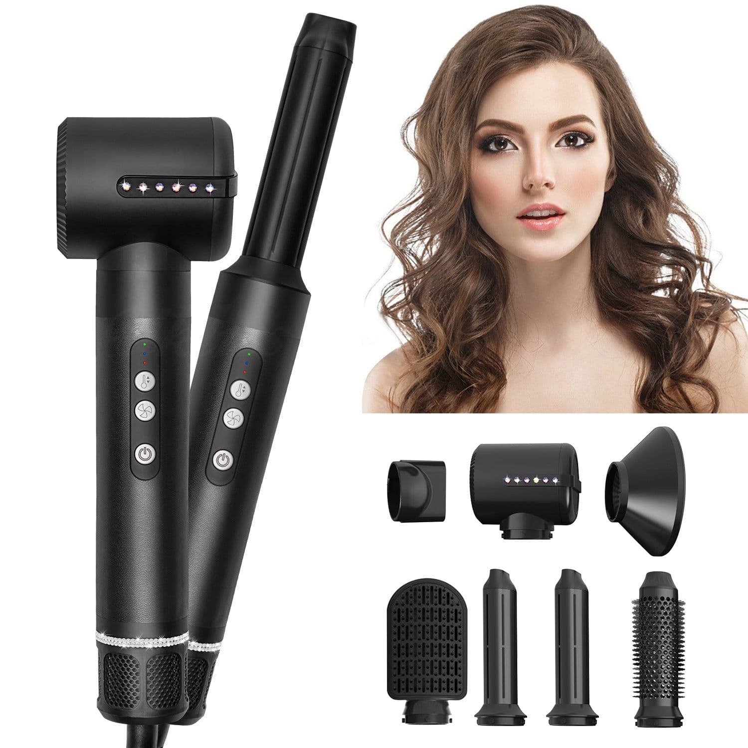 image-Multi-functional 7-in-1 Hot Air Comb Hair Dryer