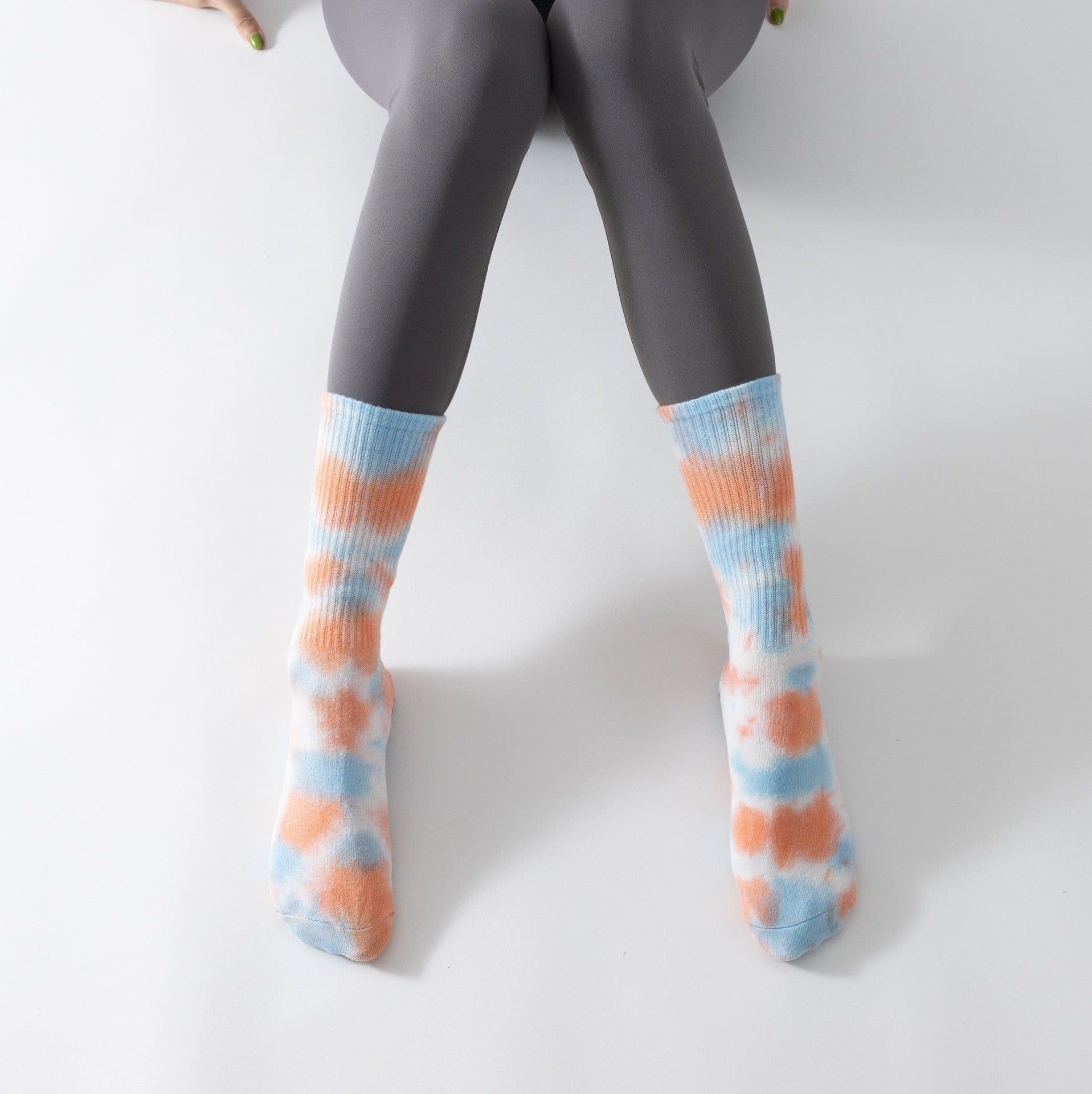 image-Yoga Pilates Socks - Non-Slip Tie-Dye Cotton High Tube