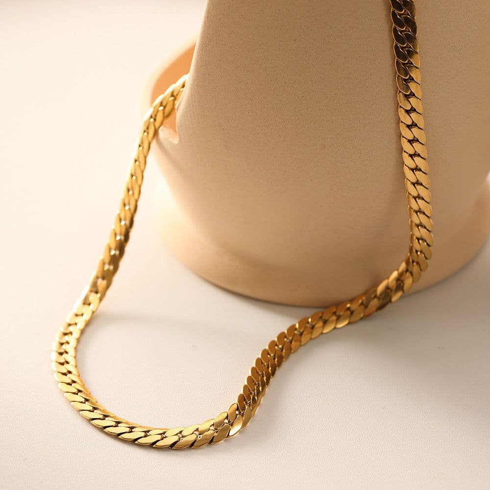 image-Titanium Steel Cuban Chain Necklace - X721 Gold Hip-Hop Style