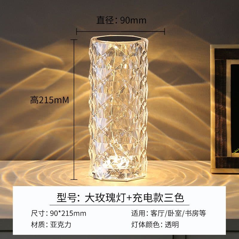 image-Crystal Rose Lamp - RGB LED Rechargeable