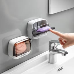 image-Yukichi Soap Box - White Grey ABS Wall-Mounted