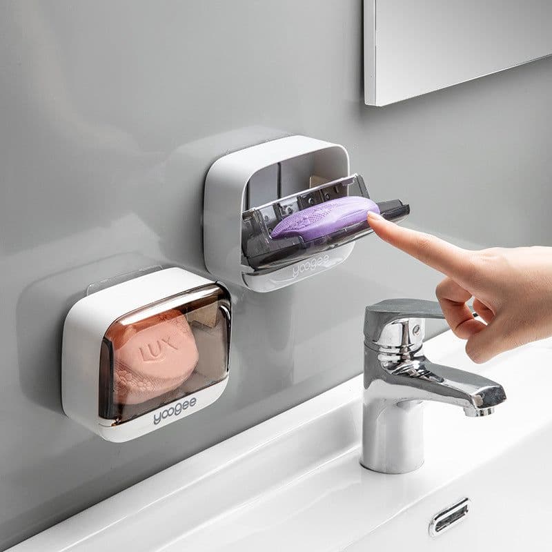 image-Yukichi Soap Box - White Grey ABS Wall-Mounted