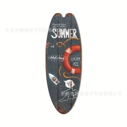 image-Wooden Surfboard Beach Sign - Retro Decor