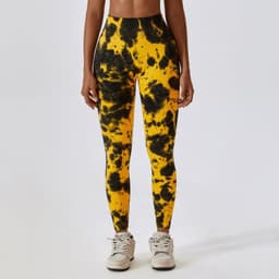 image-Tie-dye seamless high-waisted yoga pants peach hip lifting fitness pants running sports tight pants 7356