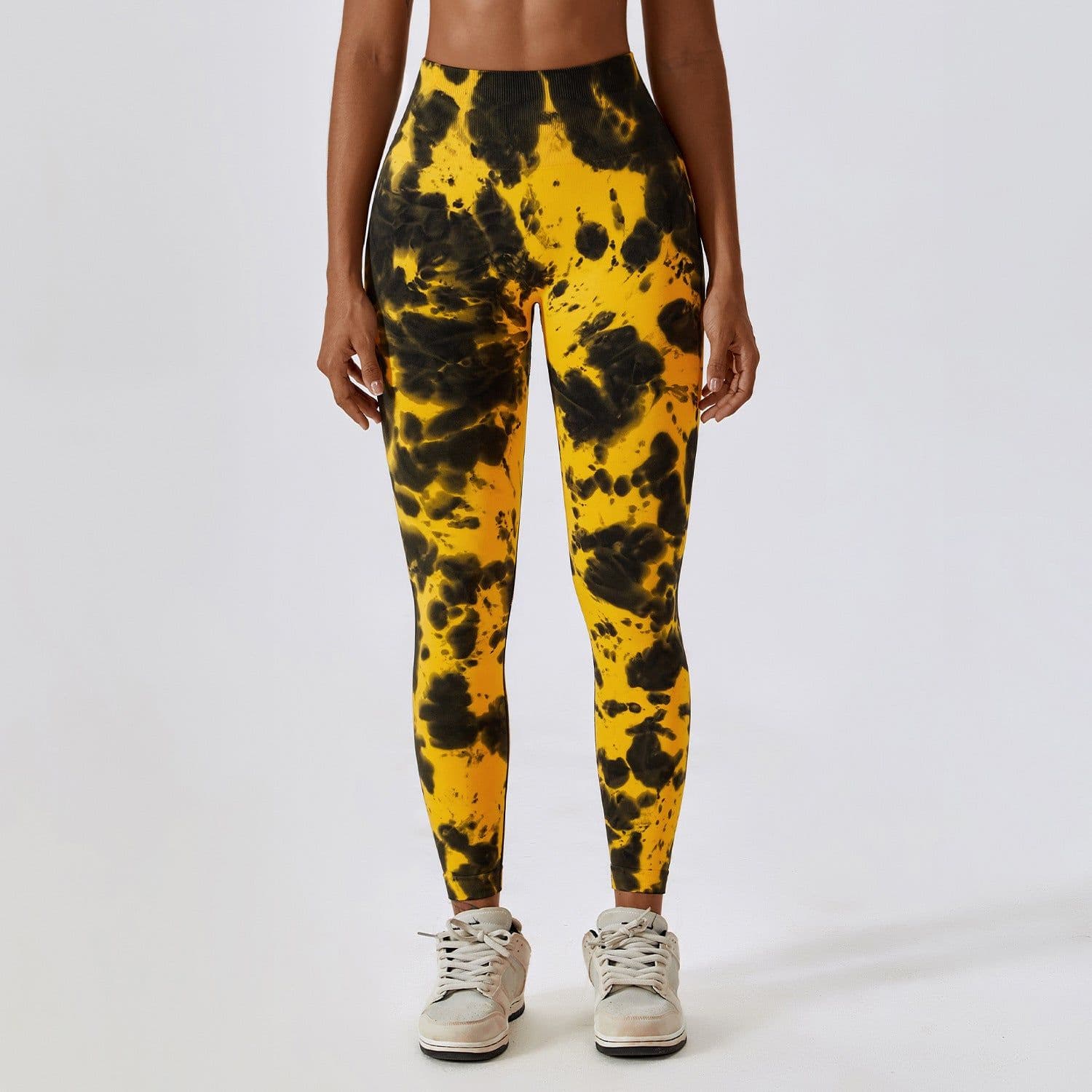 image-Tie-dye seamless high-waisted yoga pants peach hip lifting fitness pants running sports tight pants 7356