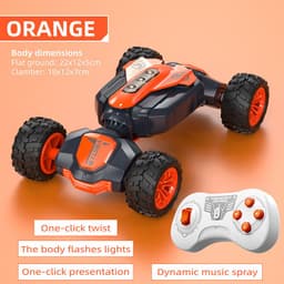 image-Cross-border new mini twisting light music off-road high-speed double-sided stunt remote control car children's toys wholesale