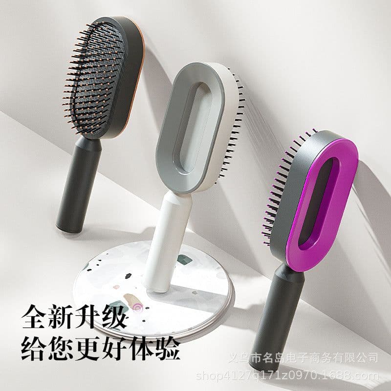 image-Anbei Red Long Hair Loss Massage Comb for Curly Hair - 20cm+