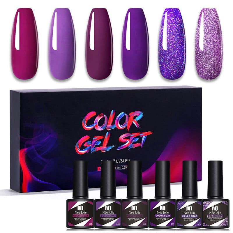 image-Nee Jolie UV Gel Nail Polish Set - 6 Colors 8.5ml