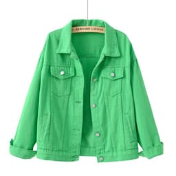 image-Women's Denim Jacket - Dark Blue Short Casual