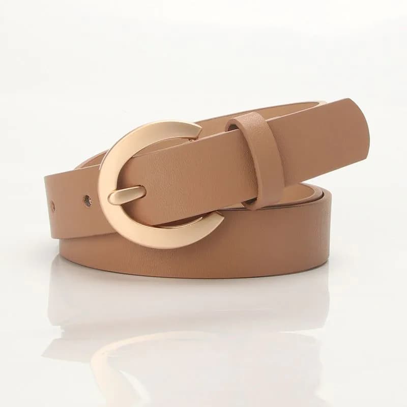 image-Apricot PU Belt Women 2-4cm Buckle