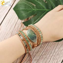 image-Multilayer Bracelet - Green Fluorite Aventurine Beads