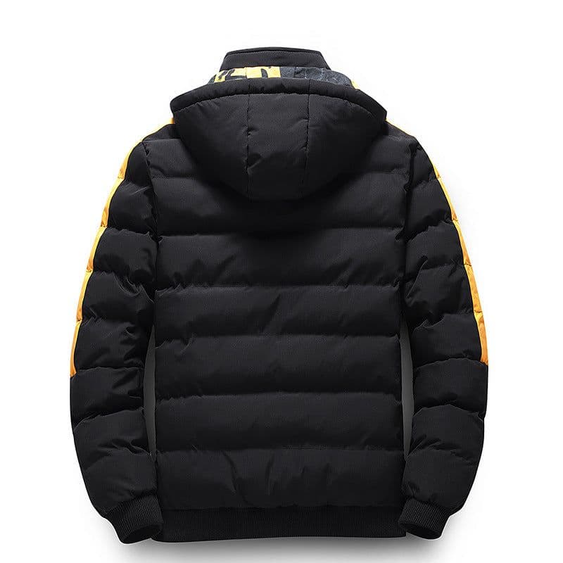 image-Men's Winter Cotton Puffer Jacket - Black Hooded 5XL