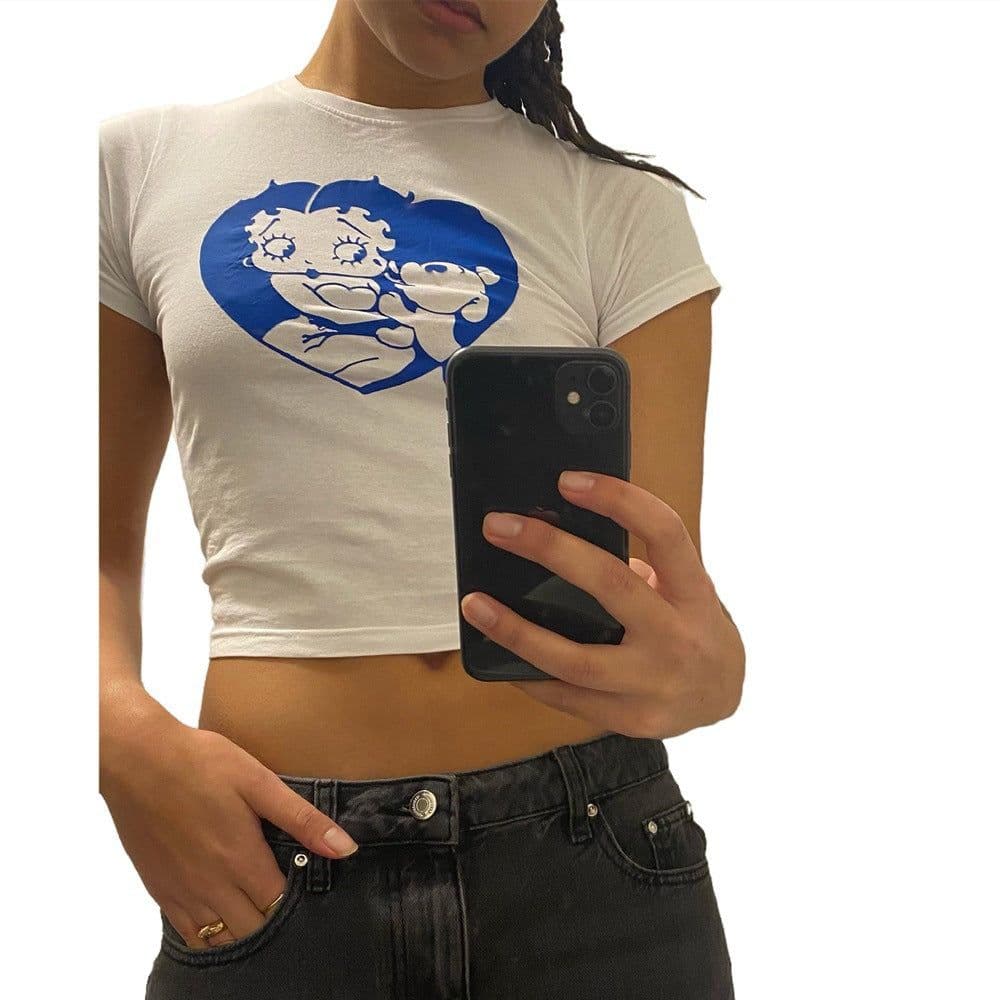 image-Women's Y2K Cross-Border Cartoon T-Shirt - Short Sleeve