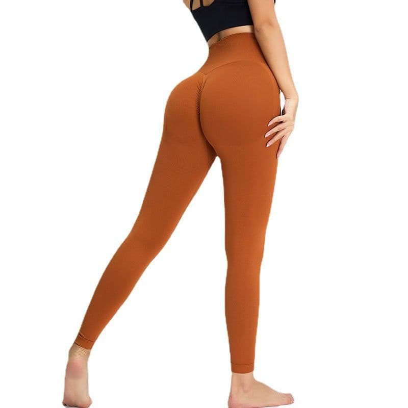 image-High Waist Yoga Leggings - Nude Spandex Fitness Pants XL