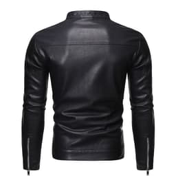 image-Men's Black PU Leather Motorcycle Jacket