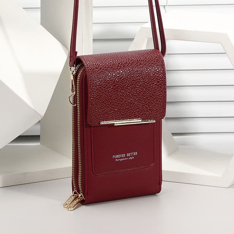image-New-Blue PU Vertical Mobile Phone Bag, Small Cross-Body for Women