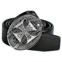 image-Men's Belt Knife - Trendy PU Leather, Alloy Buckle, 130cm