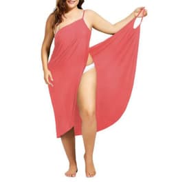 image-2023 milk silk shawl summer Amazon Europe and the United States new large size dress pure color sexy strap beach skirt