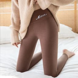 image-Women's Velvet Fleece Leggings - Dark Coffee XL Warm