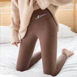 image-Women's Fleece Leggings - Dark Coffee Cropped XL