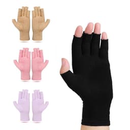 image-Cotton Polyester Half-Finger Cycling Gloves Grey L