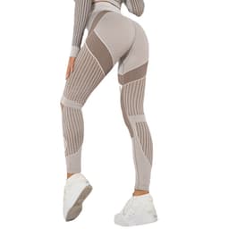 image-Spot goods! European and American cross-border seamless knitted sexy striped moisture-wicking yoga pants sports running fitness pants women