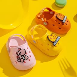 image-Dinosaur Baby Clogs - Orange Non-Slip PVC