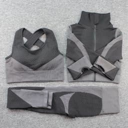image-Hua Er Yuan Yoga Running Set - Blue Three-Piece Slim Fit, XL